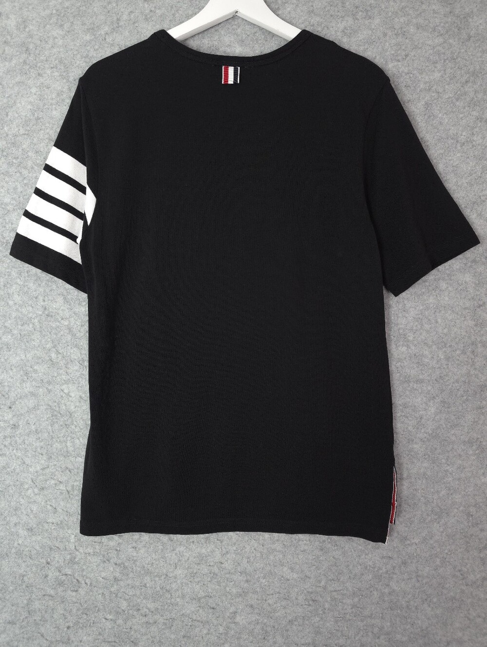 Thom Browne Black 4-Bar Knit Crew T-Shirt - Picture 3 of 7